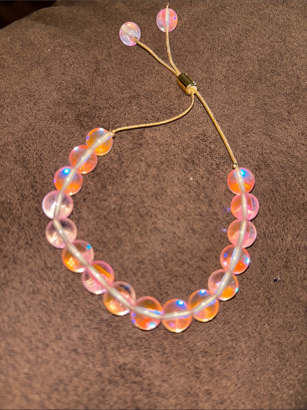 Iridescent Pink glass Beaded Bracelet